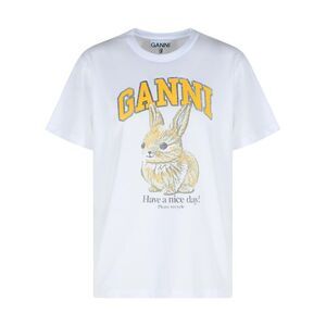 Ganni White Cotton T-Shirt Women